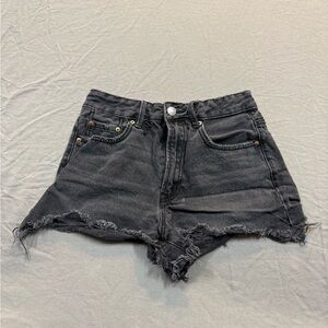 Stradivarius Black Frayed Denim Shorts